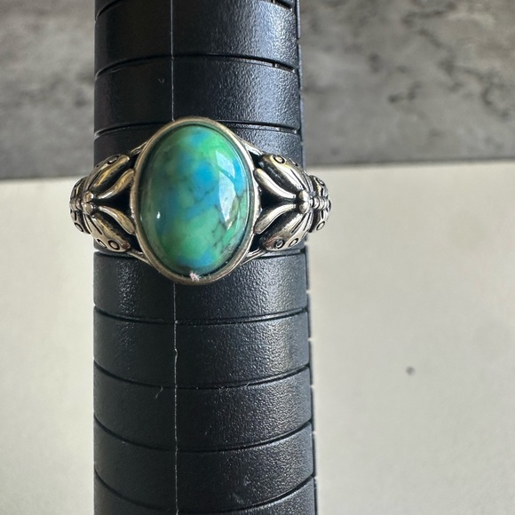Sterling 925 Silver Turquoise Ring- Sz 9.25 - Picture 1 of 5